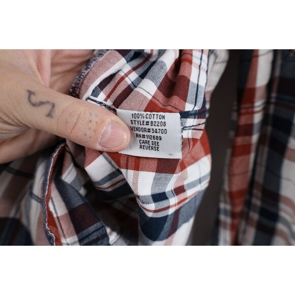 Buckle BKE Mens XL Athletic Fit Distressed Thick Stitch Snap Button Shirt Plaid - Picture 11 of 14